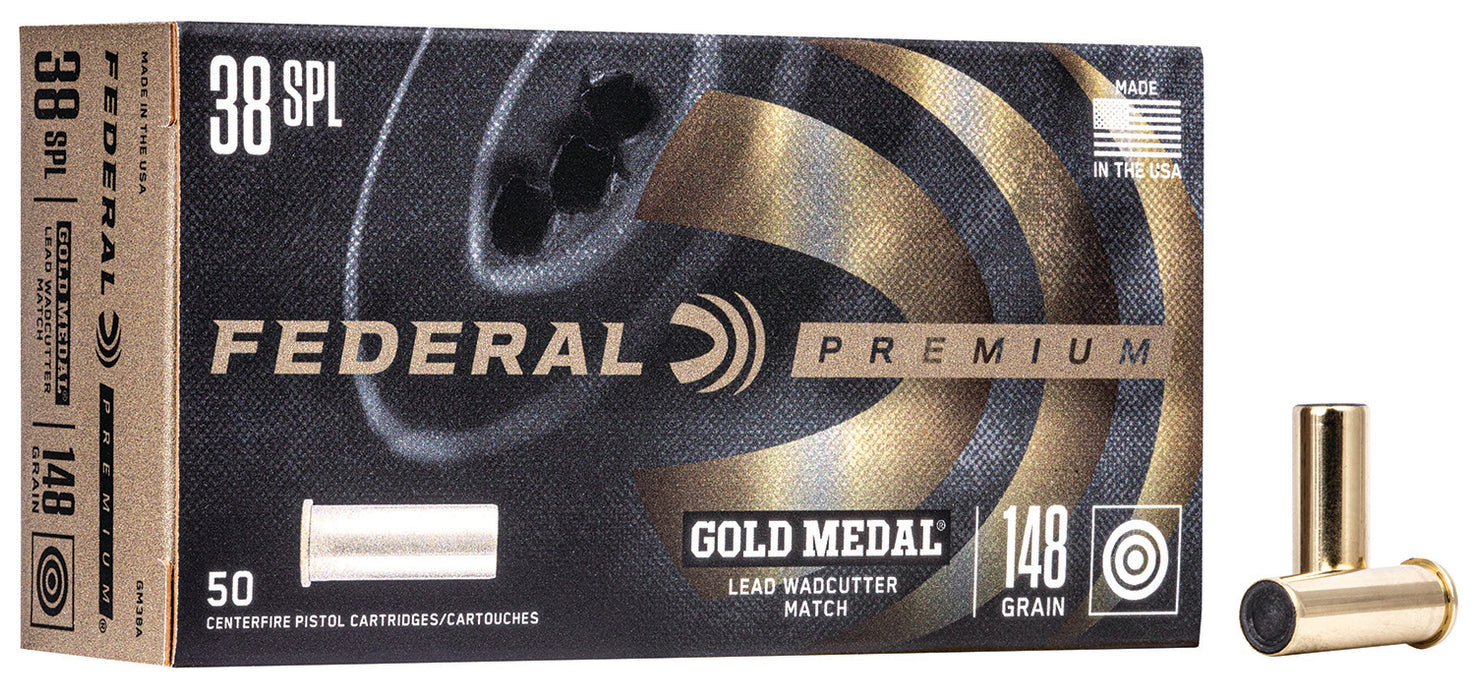 Federal GM38A Premium Gold Medal 38 Special 148 gr Lead Wadcutter (LDWC) 50 Per Box/20 Cs