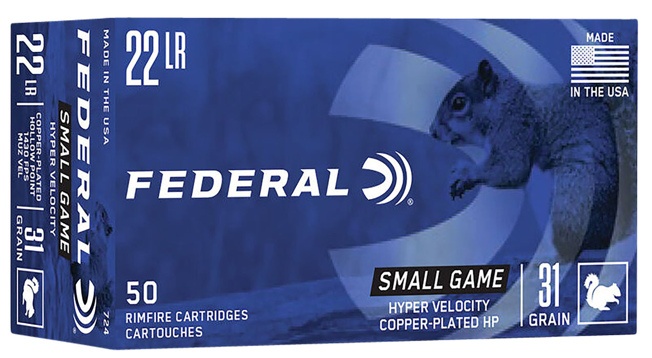 Federal 724 Small Game & Target  22 LR 31 gr 1430 fps Copper Plated Hollow Point (CPHP) 50 Bx/100 Cs