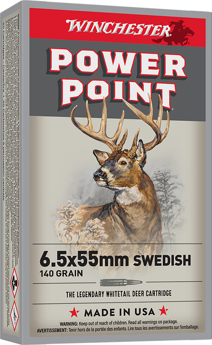 Winchester Ammo X6555 Power-Point  6.5x55Swedish 140gr 20 Per Box/10 Case