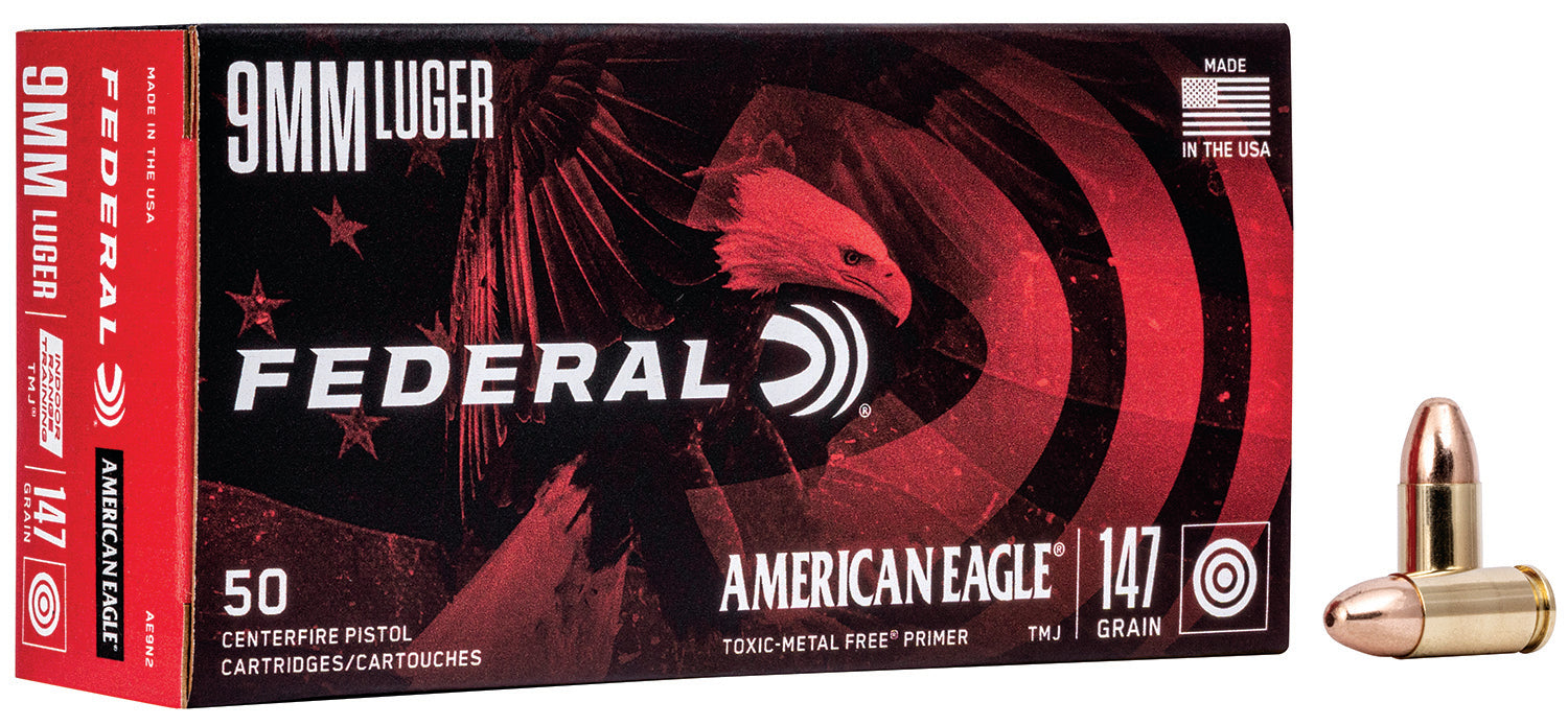 Federal AE9N2 American Eagle IRT  9mm Luger 147 gr Total Metal Jacket (TMJ) 50 Per Box/20 Cs