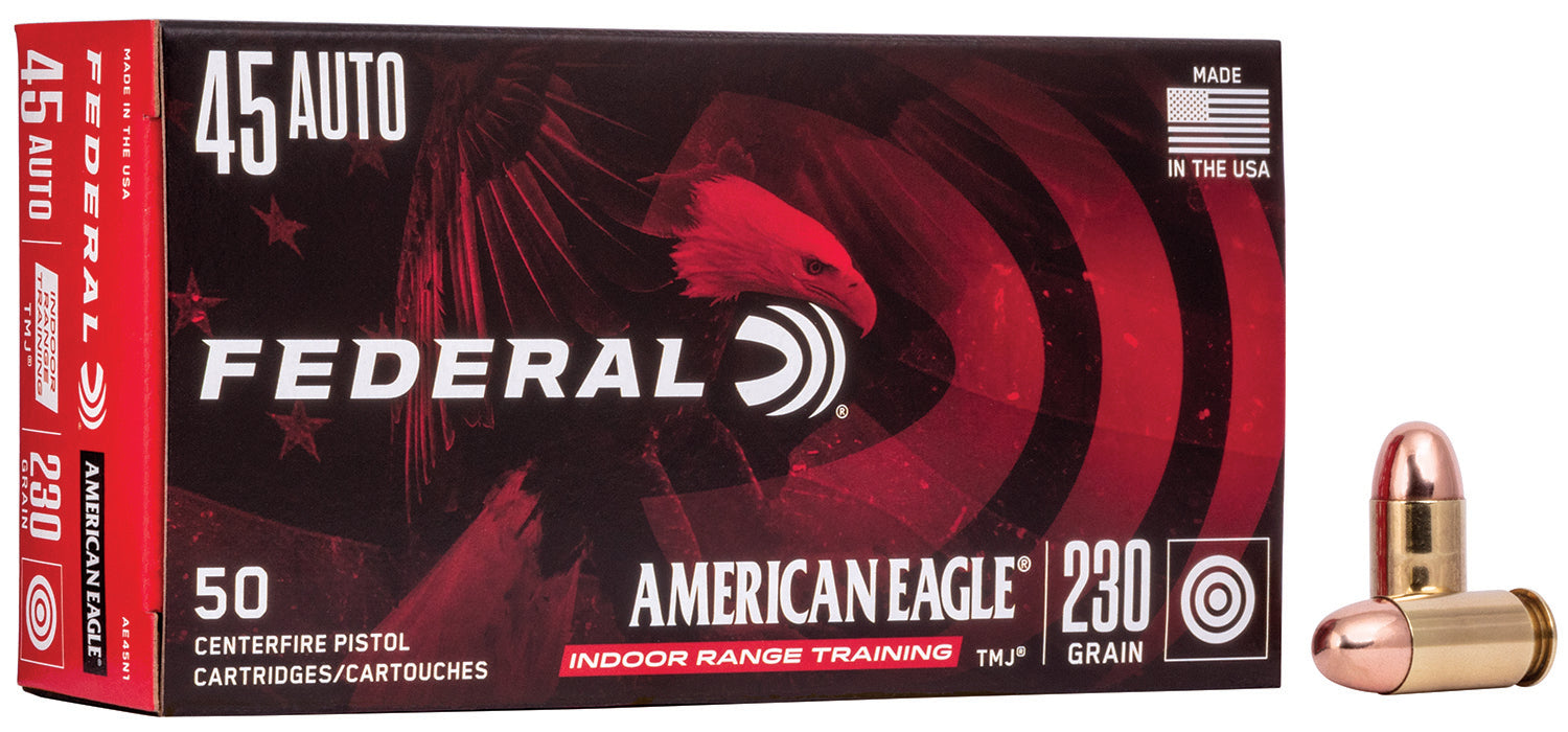 Federal AE45N1 American Eagle IRT  45 ACP 230 gr 850 fps Total Metal Jacket (TMJ) 50 Bx/20 Cs