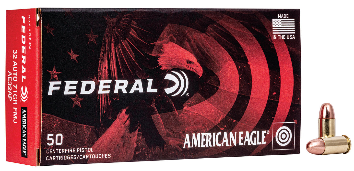Federal AE32AP American Eagle  32 ACP 71 gr Full Metal Jacket (FMJ) 50 Per Box/20 Cs