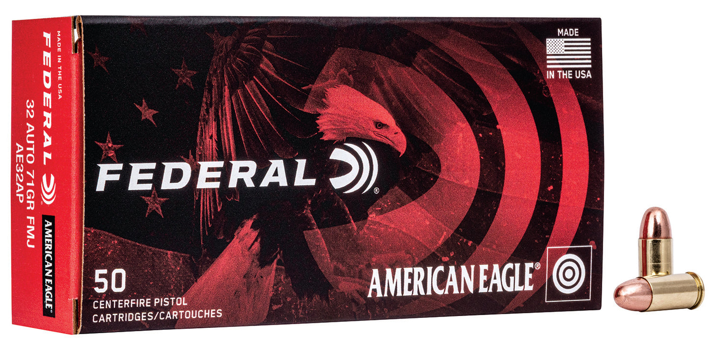 Federal AE32AP American Eagle Handgun 32ACP 71gr Full Metal Jacket 50 Per Box/20 Case