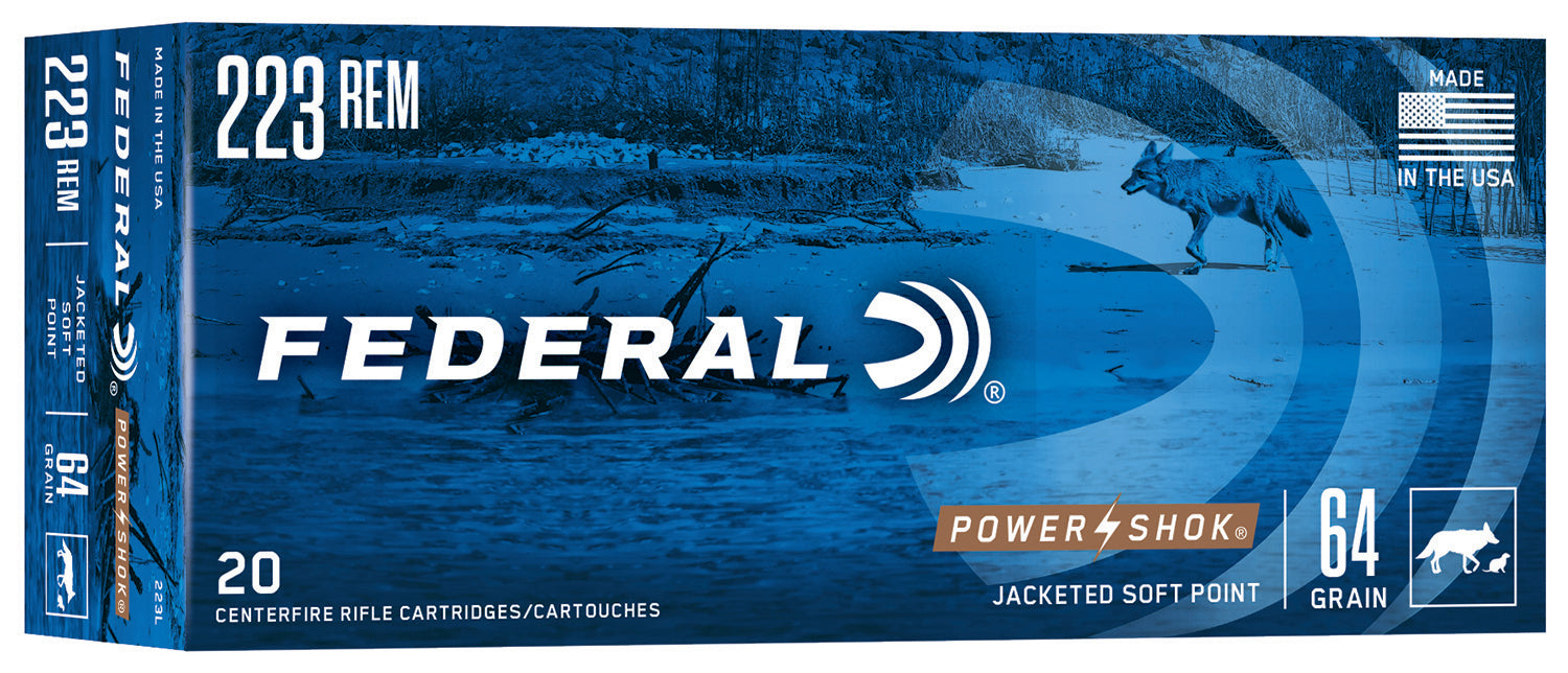 Federal 223L Power-Shok  223Rem 64gr Jacketed Soft Point 20 Per Box/10 Case