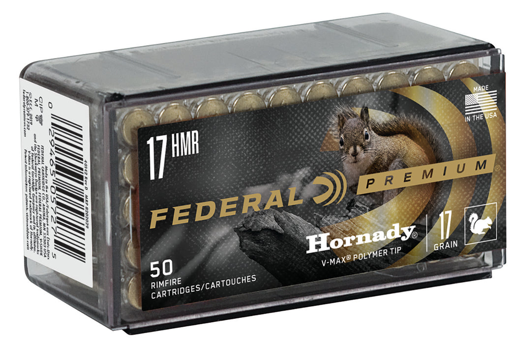 Federal P771 Premium Varmint & Predator 17HMR 17gr Hornady V-Max 50 Per Box/60 Case