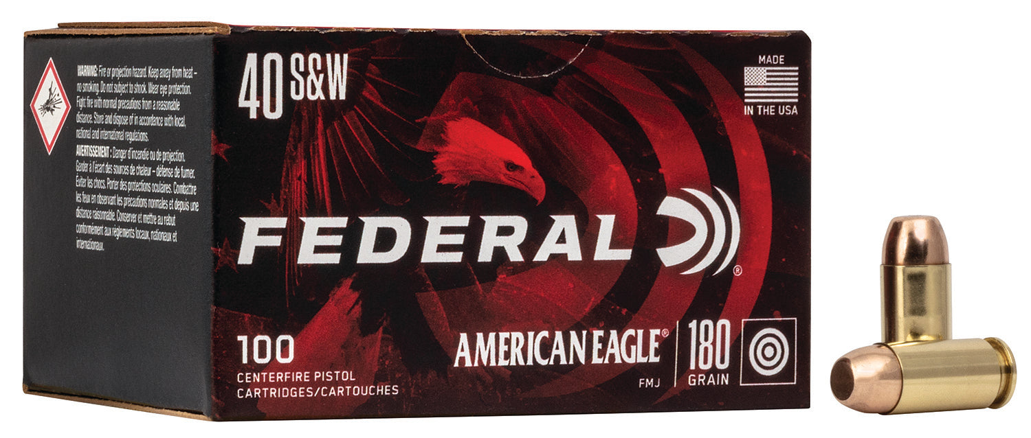 Federal AE40R100 American Eagle Handgun 40S&W 180gr Full Metal Jacket 100 Per Box/5 Case