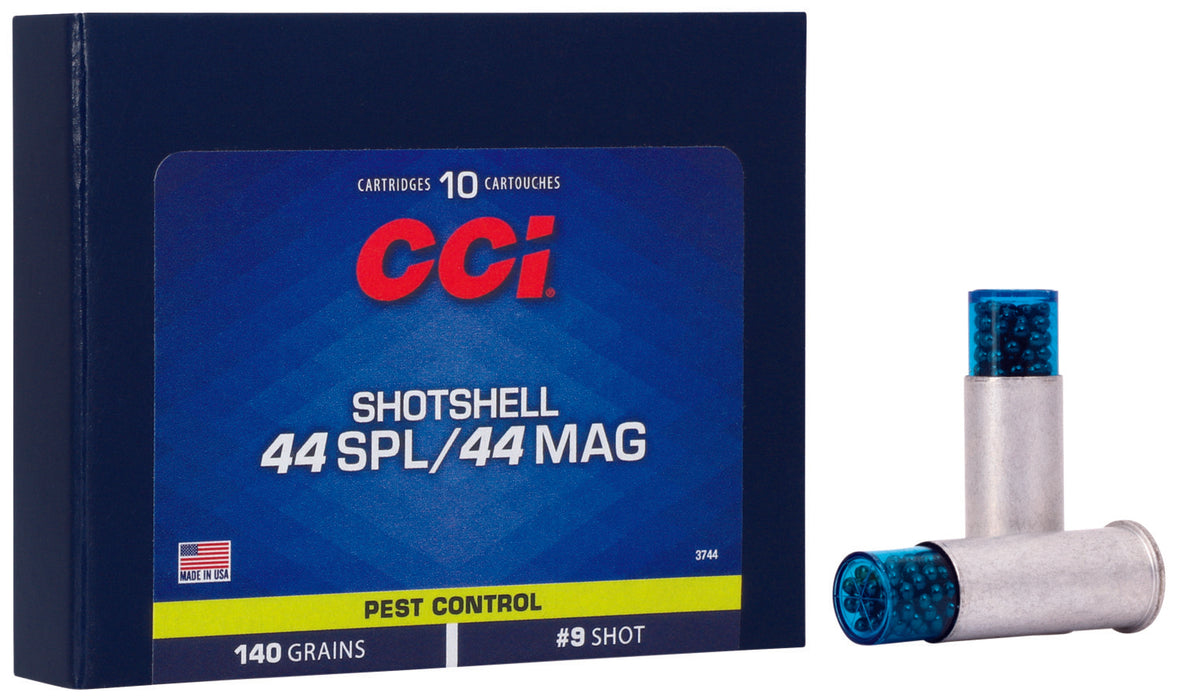 CCI 3744 Pest Control Shotshell 44 S&W Spl 140 gr 1000 fps Shotshell #9 Shot 10 Bx/20 Cs