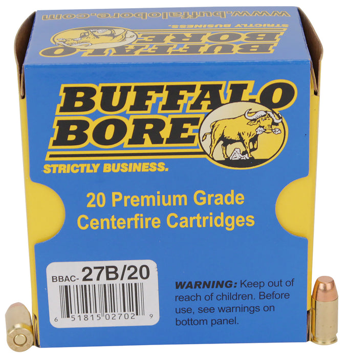 Buffalo Bore Ammunition 27B20 Personal Defense  380 ACP +P 95 gr 1150 fps Full Metal Jacket Flat Nose (FMJFN) 20 Bx/12 Cs