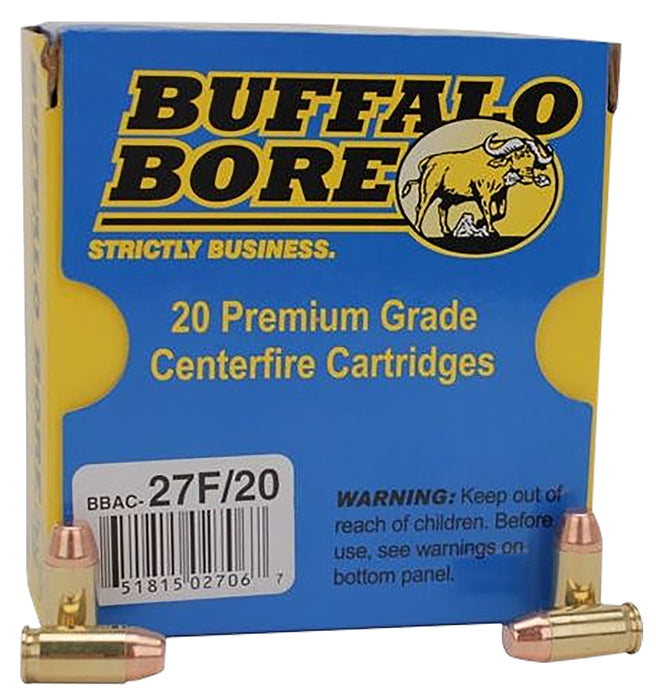 Buffalo Bore Ammunition 27F20 Standard Pressure  380 ACP 95 gr 975 fps Full Metal Jacket Flat Nose (FMJFN) 20 Bx/12 Cs