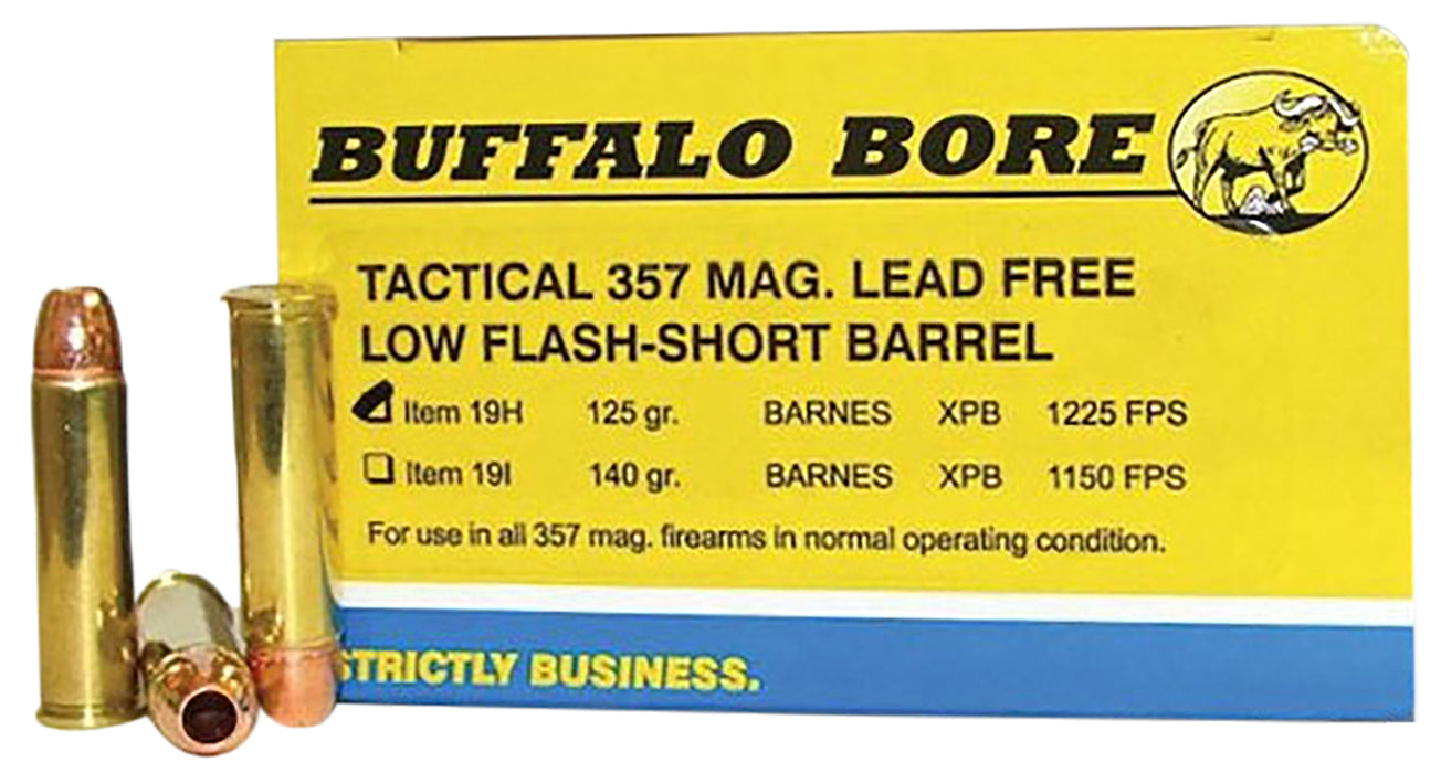 Buffalo Bore Ammunition 19H20 Buffalo-Barnes Tactical 357 Mag 125 gr 1225 fps Barnes VOR-TX XPB Lead-Free 20 Bx/12 Cs