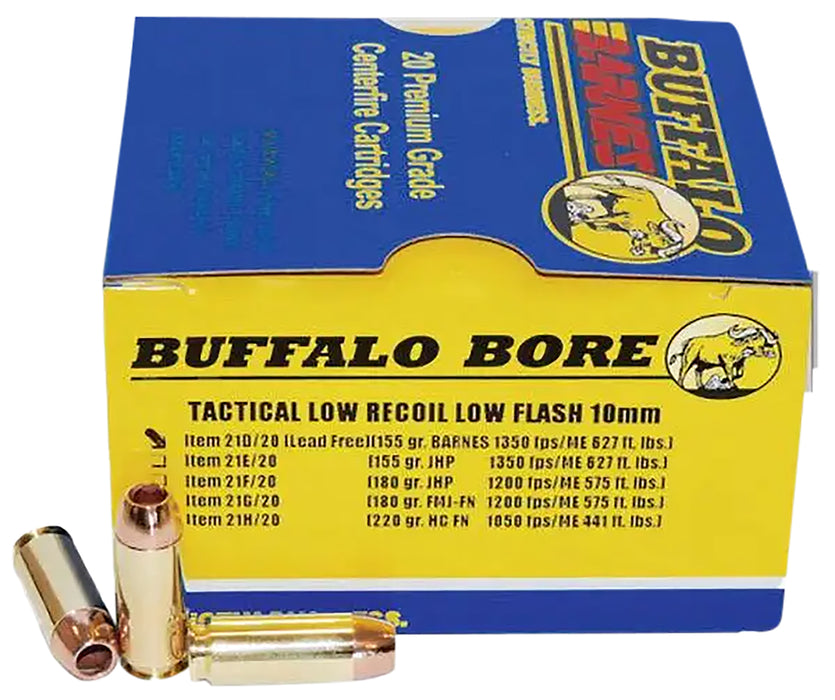 Buffalo Bore Ammunition 21D20 Buffalo-Barnes  10mm Auto 155 gr 1350 fps Barnes TAC-XP Lead Free 20 Bx/12 Cs
