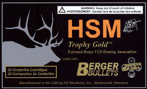 HSM 338WM300OTM Trophy Gold  338 Win Mag 300 gr 2400 fps Berger Hybrid Tactical Open Tip Match (BHTOTM) 20 Bx/20 Cs