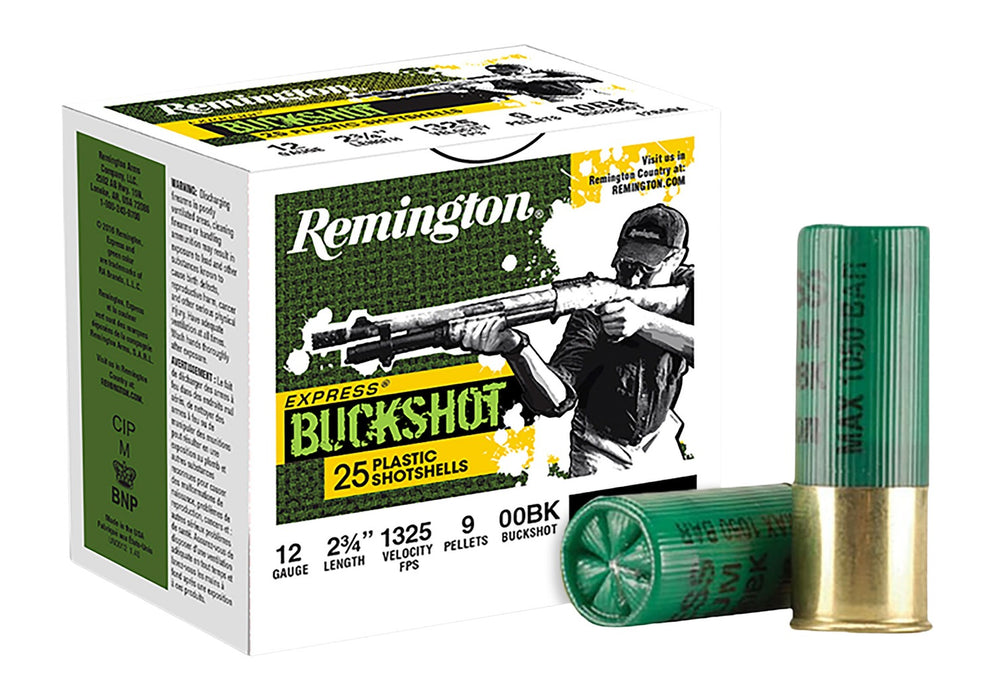 Remington Ammunition 20411 Express Buckshot 12Gauge 2.75" 00Buck Shot 25 Per Box/10 Case