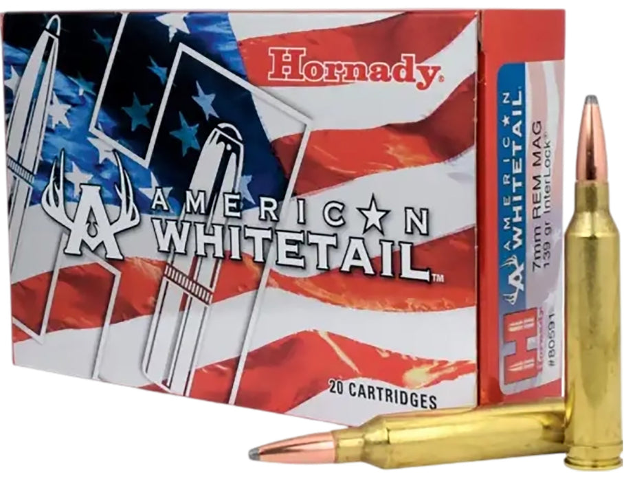 Hornady 80591 American Whitetail  7mm Rem Mag 139 gr 3150 fps InterLock Spire Point 20 Bx/10 Cs