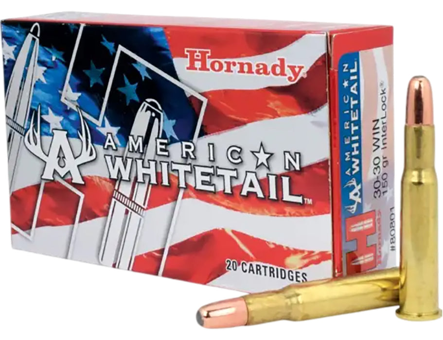 Hornady 80801 American Whitetail  30-30 Win 150 gr 2390 fps InterLock Round Nose 20 Bx/10 Cs