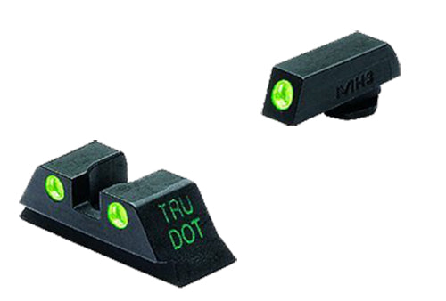 Meprolight USA 102223101 Tru-Dot Sight Set Fixed Green Tritium Front & Rear/ Black Frame Compatible w/Glock 10mm/.45 ACP Front Post/Rear Dovetail Mount