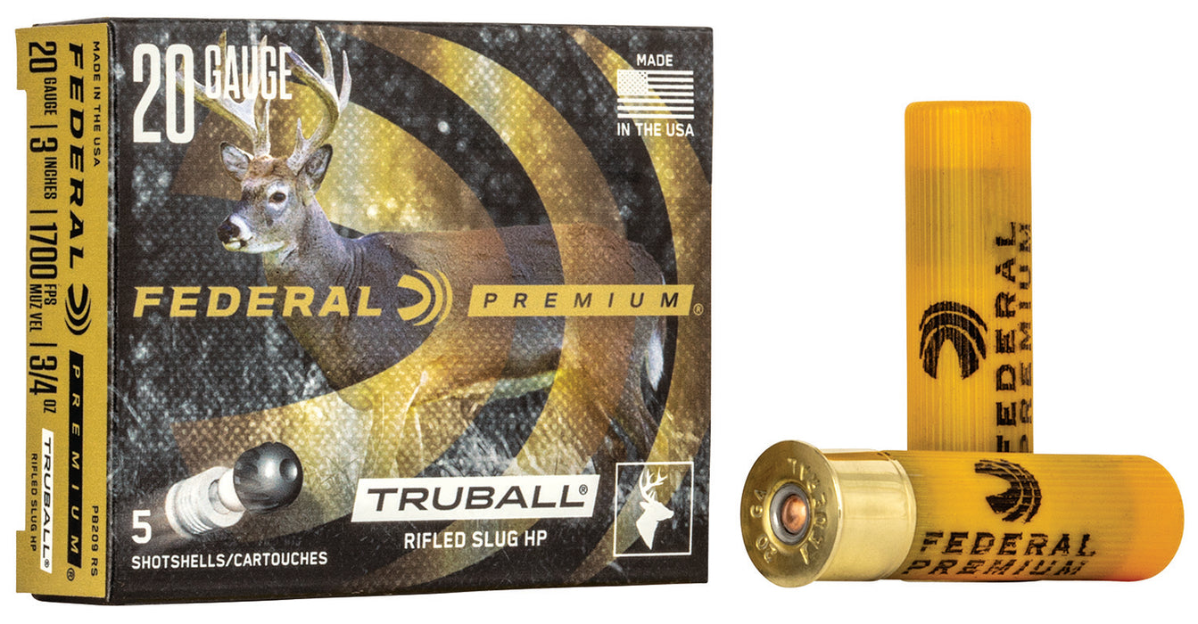Federal PB209RS Premium Vital-Shok TruBall 20Gauge 3" 3/4oz RifledSlug Shot 5 Per Box/50 Case