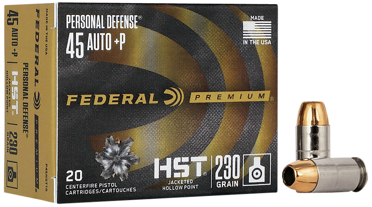 Federal P45HST1S Premium Personal Defense 45 ACP +P 230 gr HST Jacketed Soft Point 20 Per Box/10 Cs