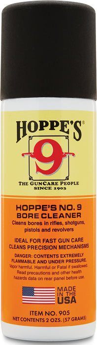Hoppe's 905 No. 9 Bore Cleaner Removes Carbon Powder & Lead Fouling Child Proof Cap  2 oz. Aerosol Can 12 Per Pack