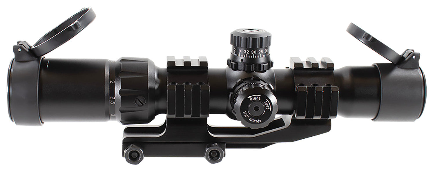 Aim Sports JTHR1 Recon CQB Black Anodized 1.5-4x30mm 30mm Tube Tri-Illuminated 3/4 Circle Dot Reticle