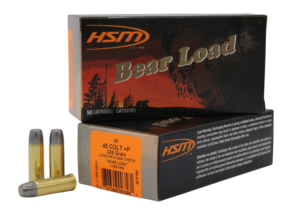 HSM 45C7N Bear Load  45 Colt +P 325 gr Wide Flat Nose 50 Per Box/ 10 Case