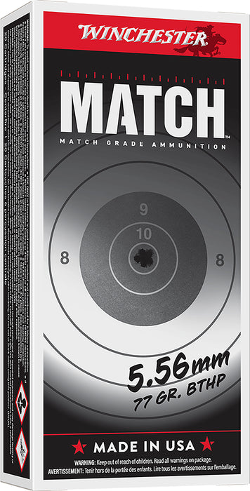 Winchester Ammo S556M Match  5.56x45mmNATO 77gr Sierra MatchKing BTHP 20 Per Box/10 Case
