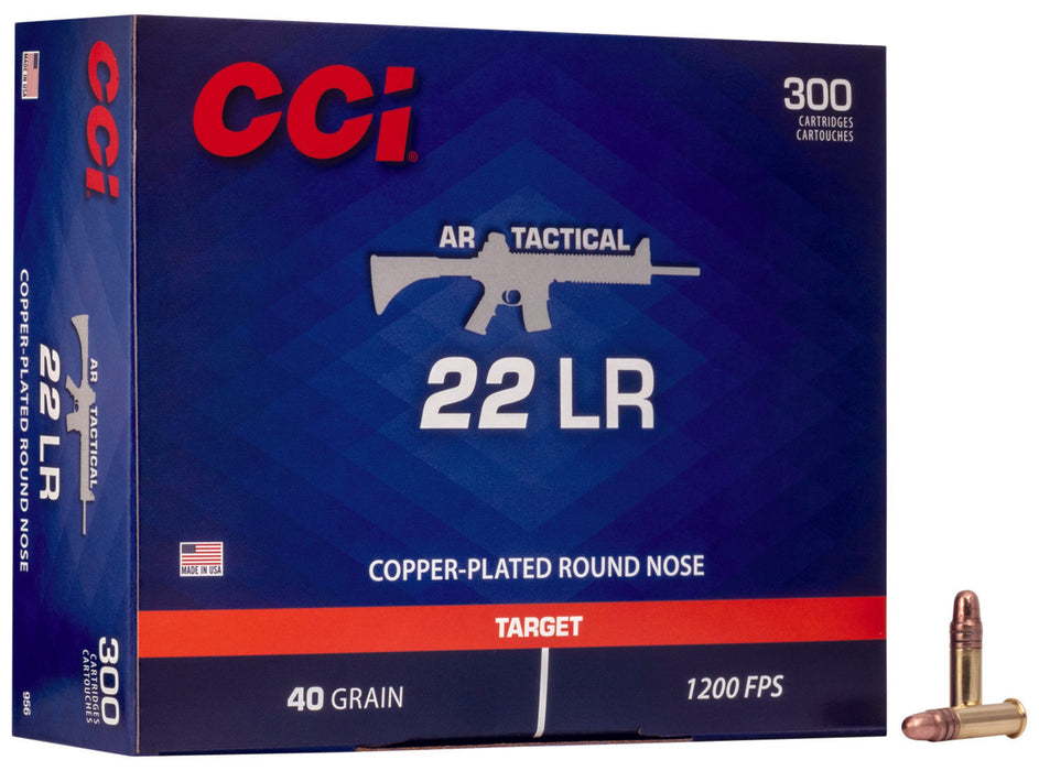 CCI 956 AR Tactical  22 LR 40 gr 1200 fps Copper-Plated Round Nose 300 Bx/10 Cs