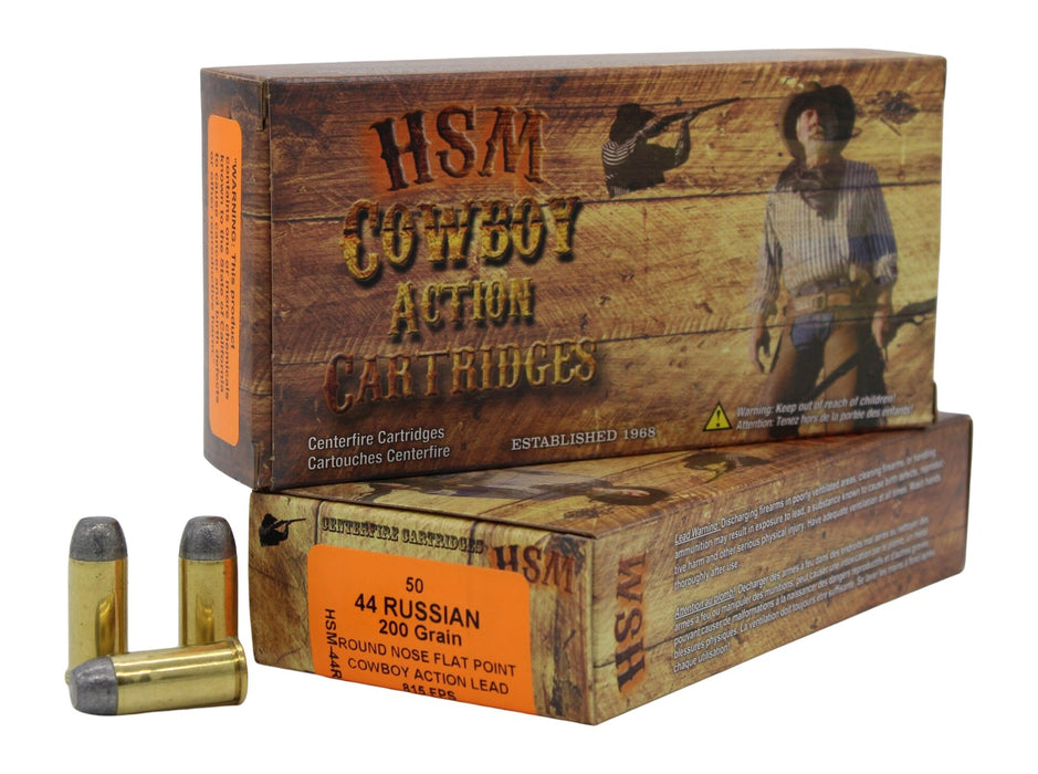 HSM 44R1N Cowboy Action  44 Russian 200 gr Round Nose Flat Point 50 Per Box/ 10 Case