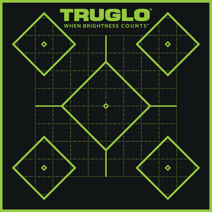 TruGlo TG14A6 Tru-See 5- Diamond Target Self-Adhesive Heavy Paper Black/Green 12"x12" 6 Pack