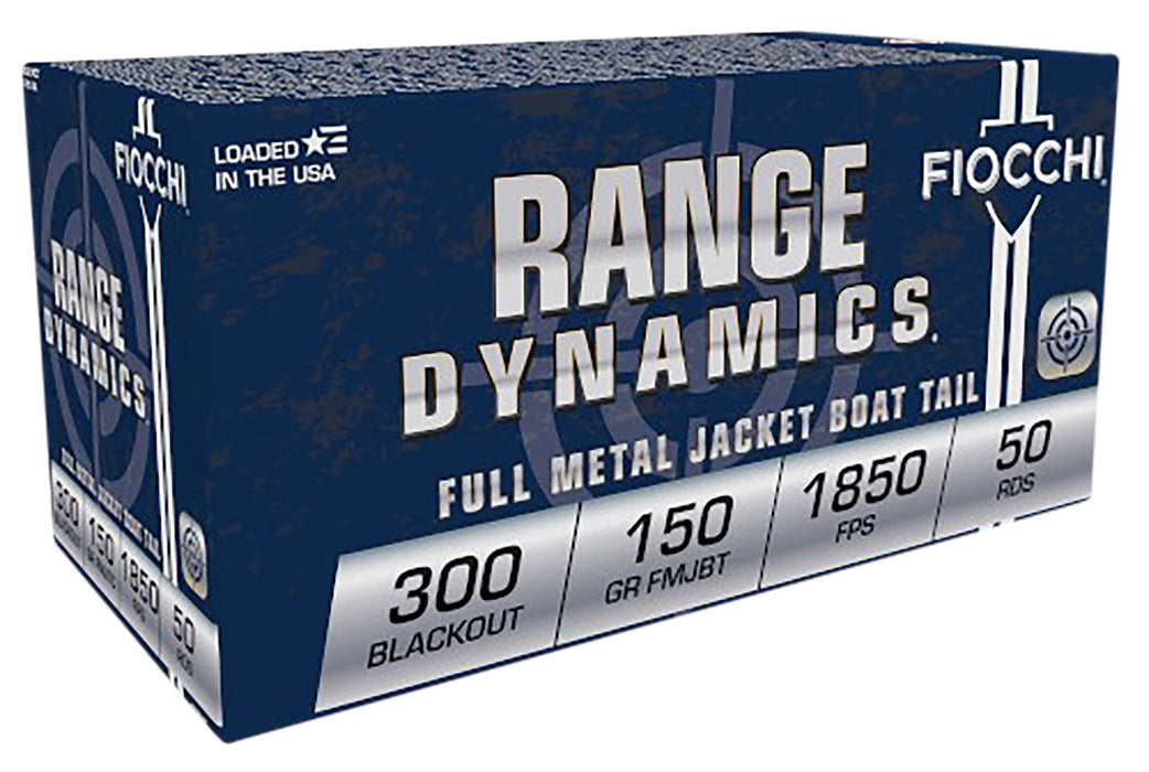 Fiocchi 300BLKC Range Dynamics  300Blackout 150gr Full Metal Jacket Boat Tail 50 Per Box/10 Case