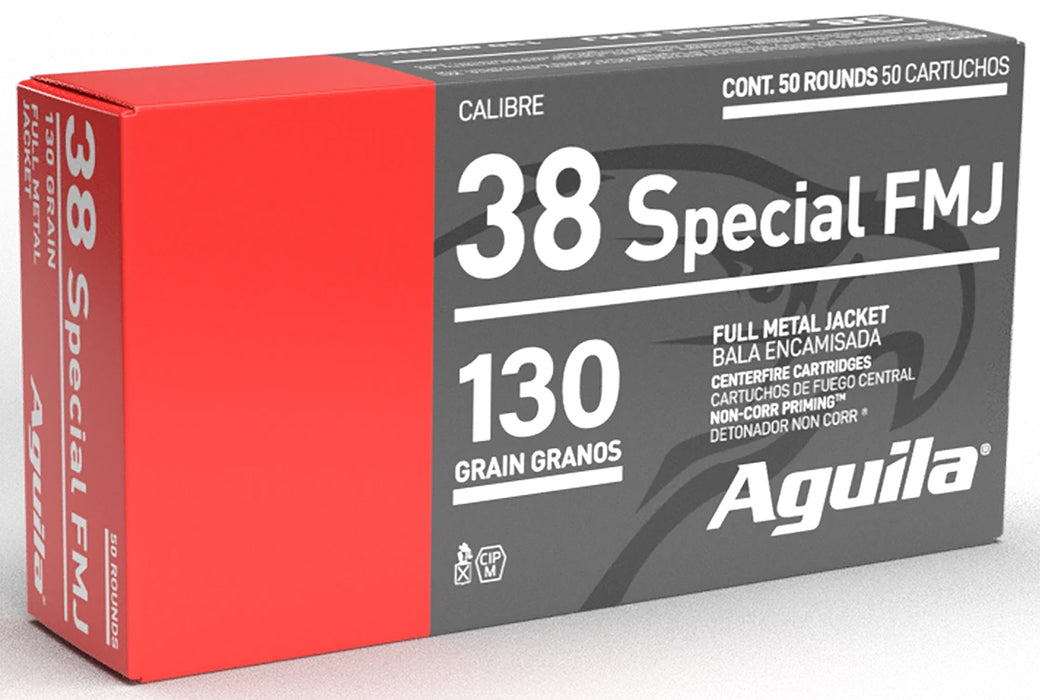 Aguila 1E382521 Target & Range  38 Special 130 gr Full Metal Jacket (FMJ) 50 Per Box/20 Cs