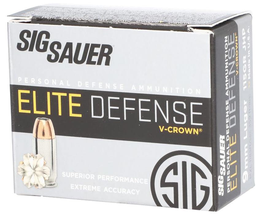 Sig Sauer E9MMA120 Elite V-Crown  9mm Luger 115 gr Jacketed Hollow Point (JHP) 20 Bx/ 10 Cs