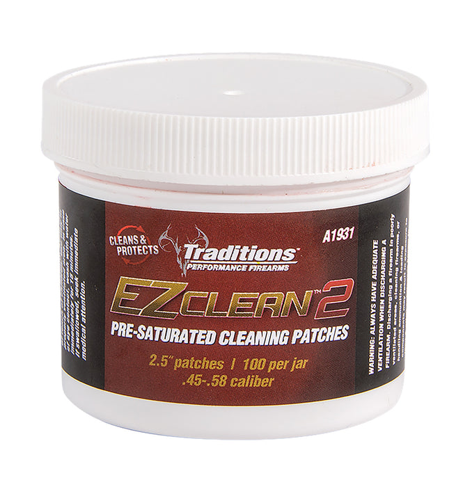 Traditions A1931 EZ Clean 2 Cleaning Patches Multiple .45 .54 Cal 100 Per Jar