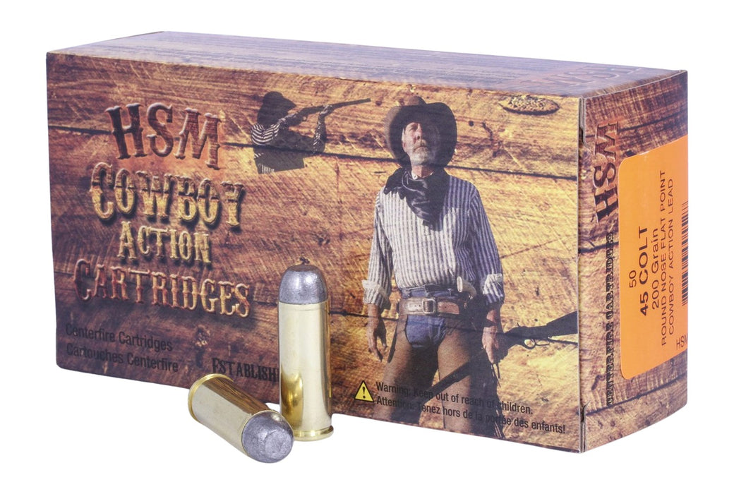 HSM 45C2N Cowboy Action  45 Colt 200 gr Round Nose Flat Point 50 Per Box/ 10 Case