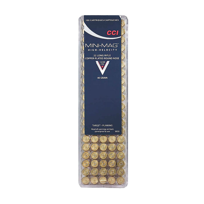 CCI 0030 Mini-Mag High Velocity 22LR 40gr Copper Plated Round Nose