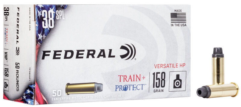 Federal TP38VHP1 Train + Protect  38Special 158gr Versatile Hollow Point 50 Per Box/10 Case