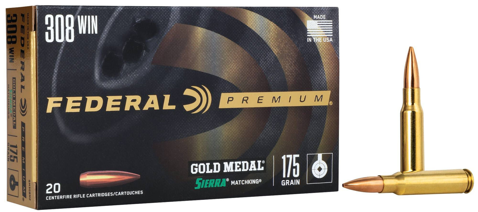 Federal GM308M2 Premium Gold Medal 308Win 175gr Sierra MatchKing BTHP