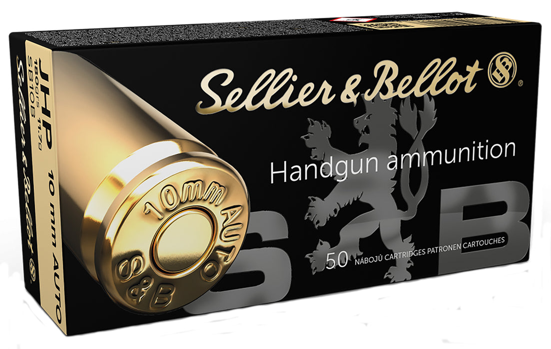 Sellier & Bellot SB10B Handgun  10mm Auto 180 gr 355 fps Jacketed Hollow Point (JHP) 50 Bx/20 Cs