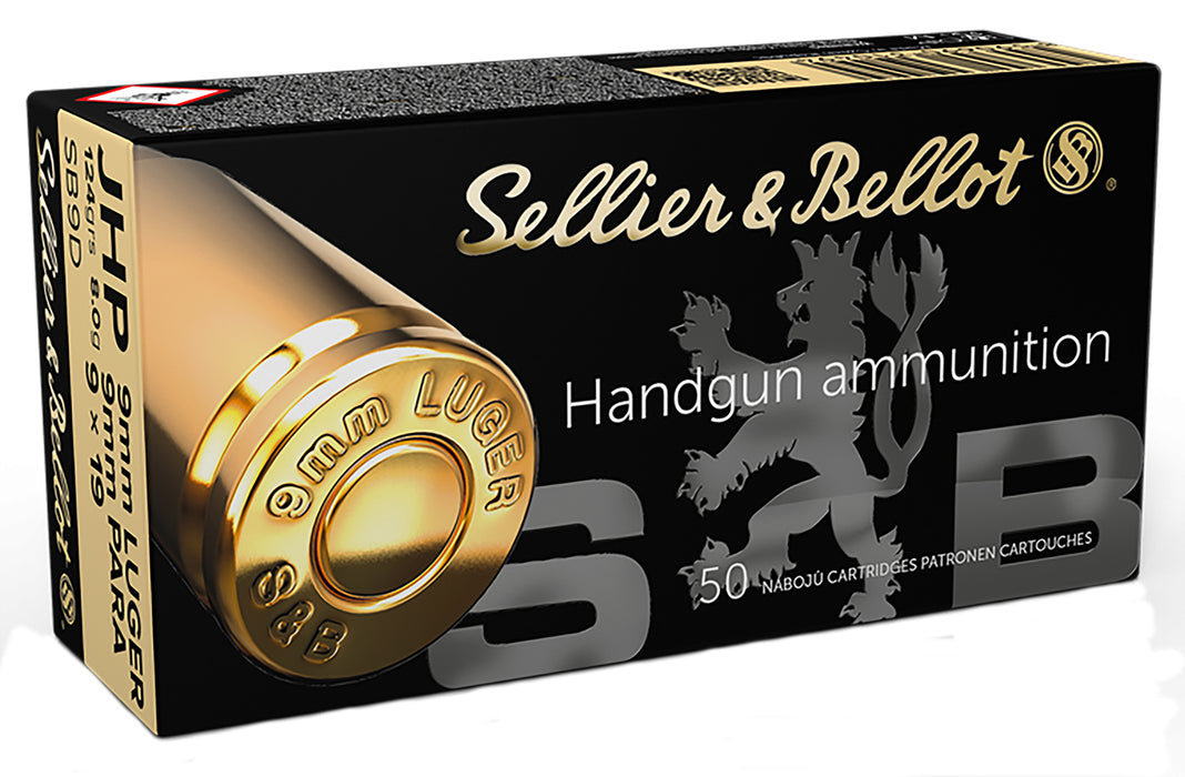 Sellier & Bellot SB9D Handgun  9mm Luger 124 gr 366 fps Jacketed Hollow Point (JHP) 50 Bx/20 Cs