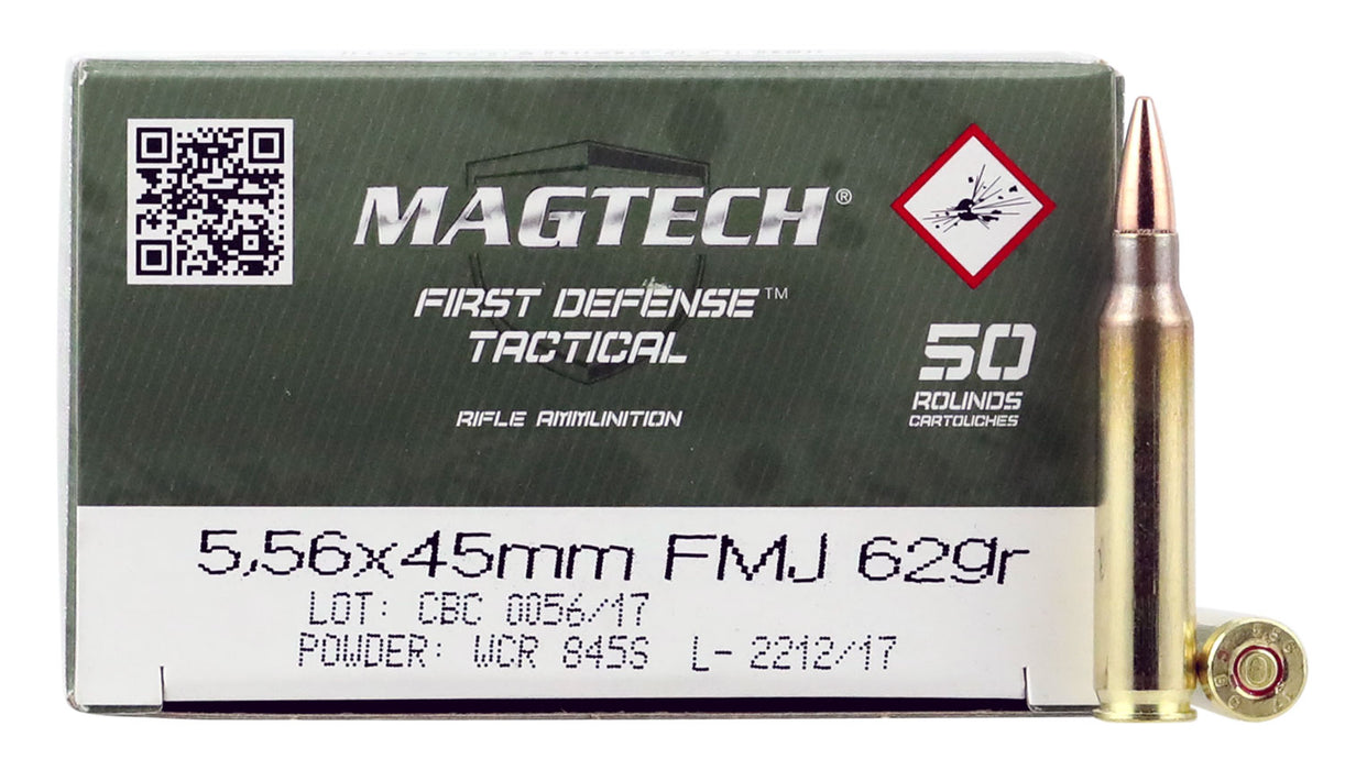 Magtech 556B Tactical/Training  5.56x45mm NATO 62 gr 3085 fps Full Metal Jacket (FMJ) 50 Bx/20 Cs
