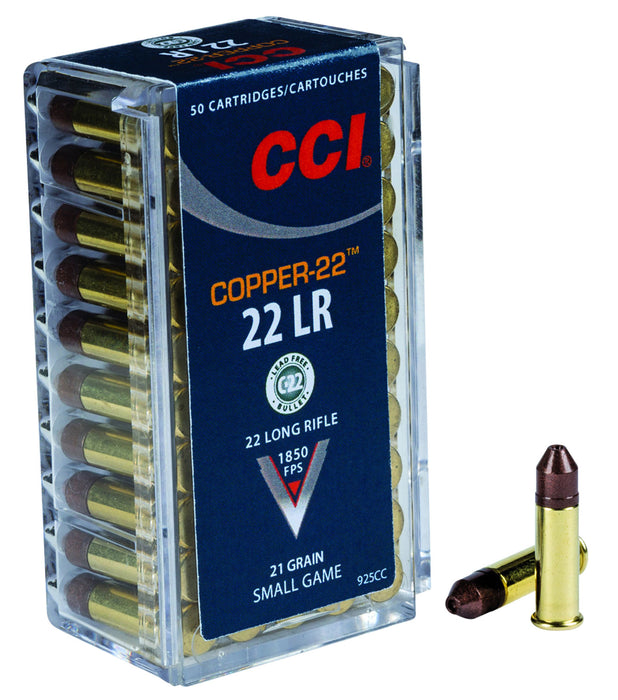 CCI 925CC Copper-22 MeatEater 22 LR 21 gr 1850 fps Copper Hollow Point (CHP) 50 Bx/100 Cs