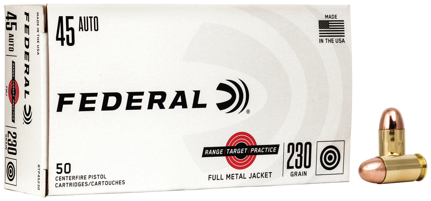 Federal RTP45230 Range & Target  45 ACP 230 gr Full Metal Jacket (FMJ) 50 Per Box/20 Cs