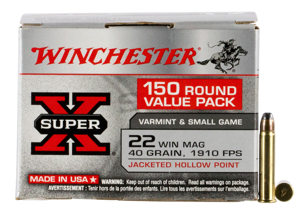 Winchester Ammo X22MH150 Super X  22 WMR 40 gr Jacketed Hollow Point (JHP) 150 Bx/10 Cs (Value Pack)