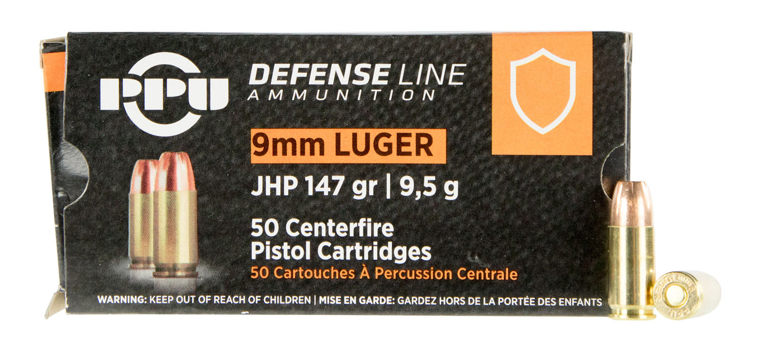 PPU PPD92 Defense  9mm Luger 147 gr Jacketed Hollow Point (JHP) 50 Per Box/20 Cs