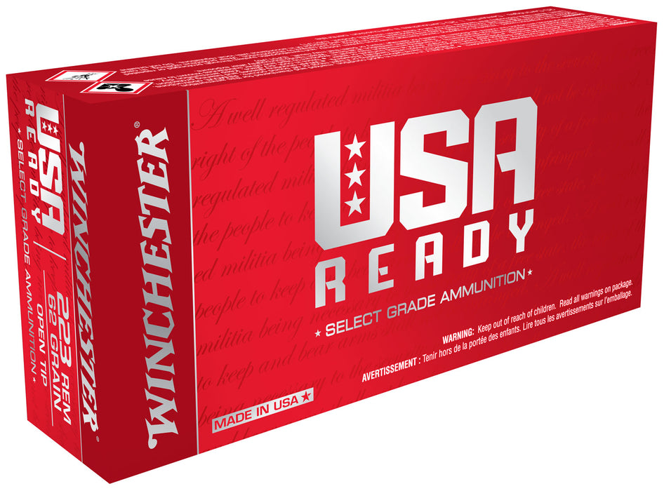 Winchester Ammo RED223 USA Ready  223 Rem 62 gr 3065 fps Open Tip Range 20 Bx/10 Cs