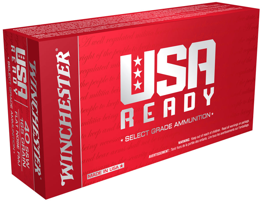 Winchester Ammo RED40 USA Ready  40 S&W 165 gr Full Metal Jacket Flat Nose (FMJFN) 50 Bx/10 Cs