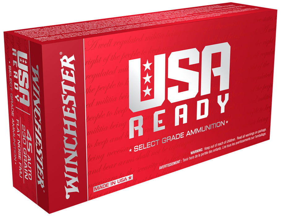 Winchester Ammo RED45 USA Ready  45 ACP 230 gr Full Metal Jacket Flat Nose (FMJFN) 50 Bx/10 Cs