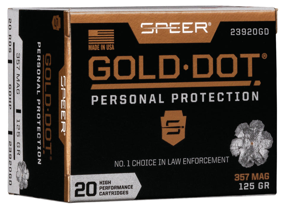 Speer 23920GD Gold Dot Personal Protection 357 Mag 125 gr 1450 fps Hollow Point (HP) 20 Bx/10 Cs