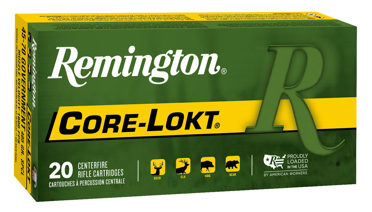 Remington Ammunition 21459 Core-Lokt  45-70 Gov 405 gr 1600 fps Soft Point Core-Lokt (SPCL) 20 Bx/10 Cs
