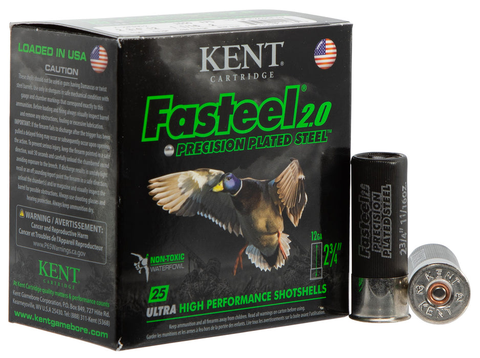 Kent Cartridge K122FS302 Fasteel 2.0  12 Gauge 2.75" 1 1/16 oz 1550 fps 2 Shot 25 Bx/10 Cs